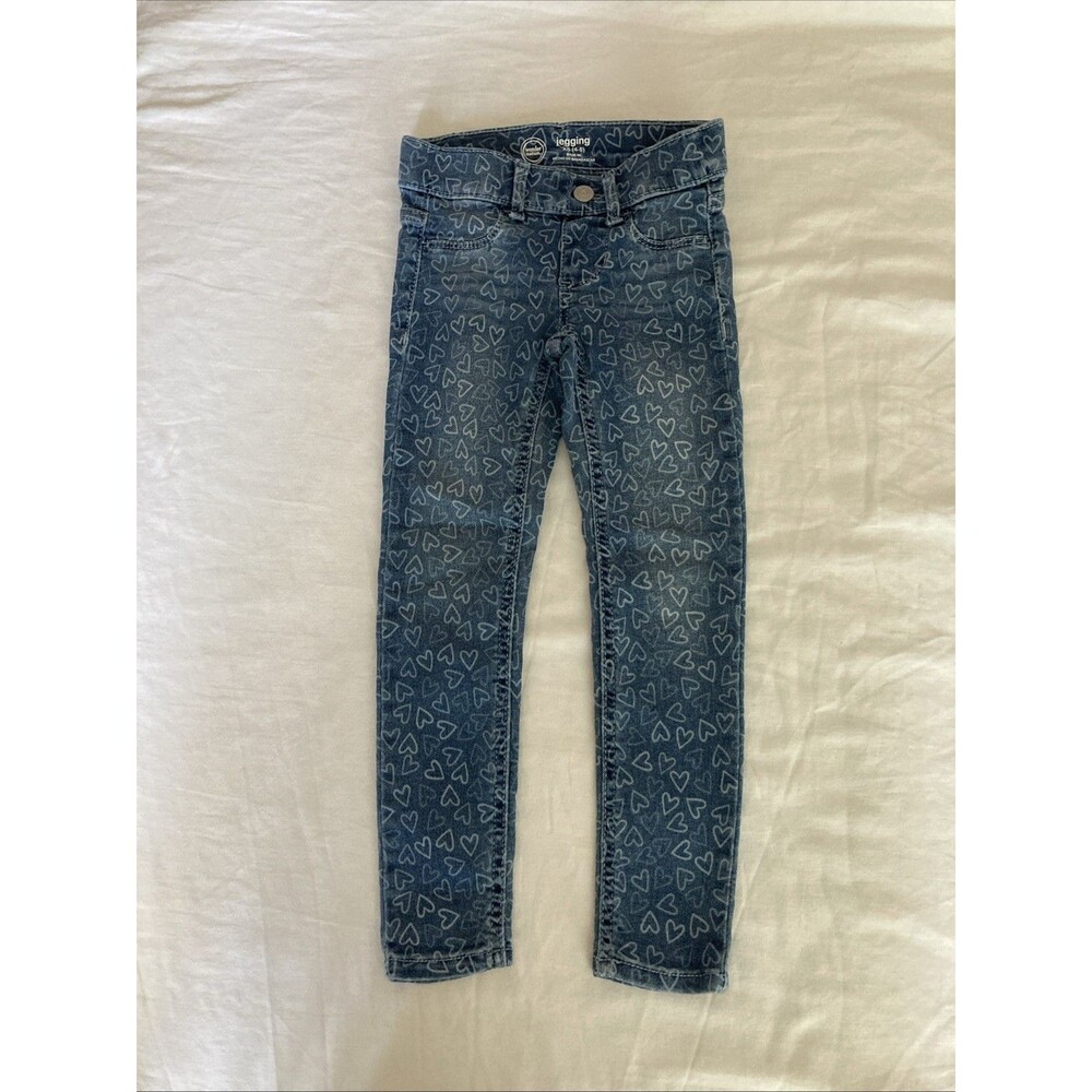 XS (4-5) Wonder Nation girl clothes - 1 piece pants | heart theme and blue color